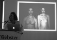 David Wertheimer, a Webster Geneva communications major, speaks about his photo project on gender equality titled “Androgen,” in which he compares the physical qualities imposed by society on both males and females. Wertheimer was one of the presenters at the Swiss campus at the recent media conference on gender equality and women’s rights. - Carlos Restrepo