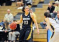 Webster University junior point guard Maggie Zehner dribbles during the game at Fontbonne University. PHOTO BY SEAN SANDEFUR.