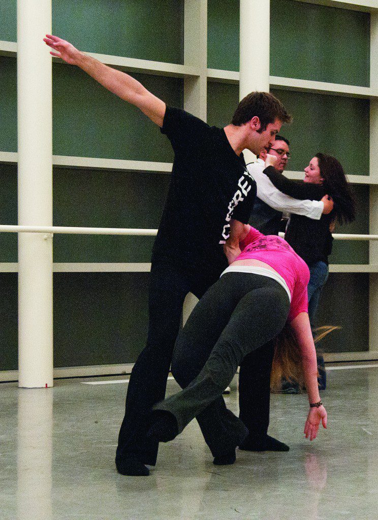 Dancers practicing contemporary movement
