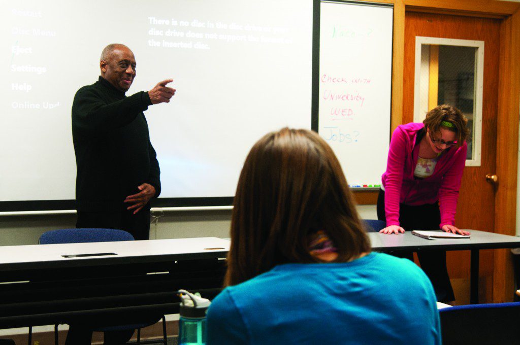 Classroom discussion with attentive students