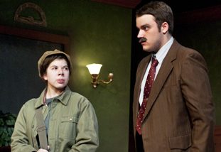 Theatrical performance with intense expressions