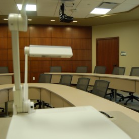 Each seminar classroom features two projectors