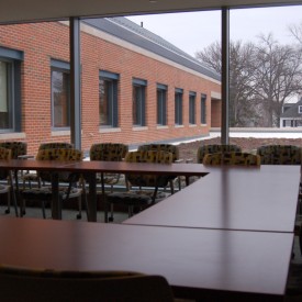 The roof outside this confernece room will be covered in grass