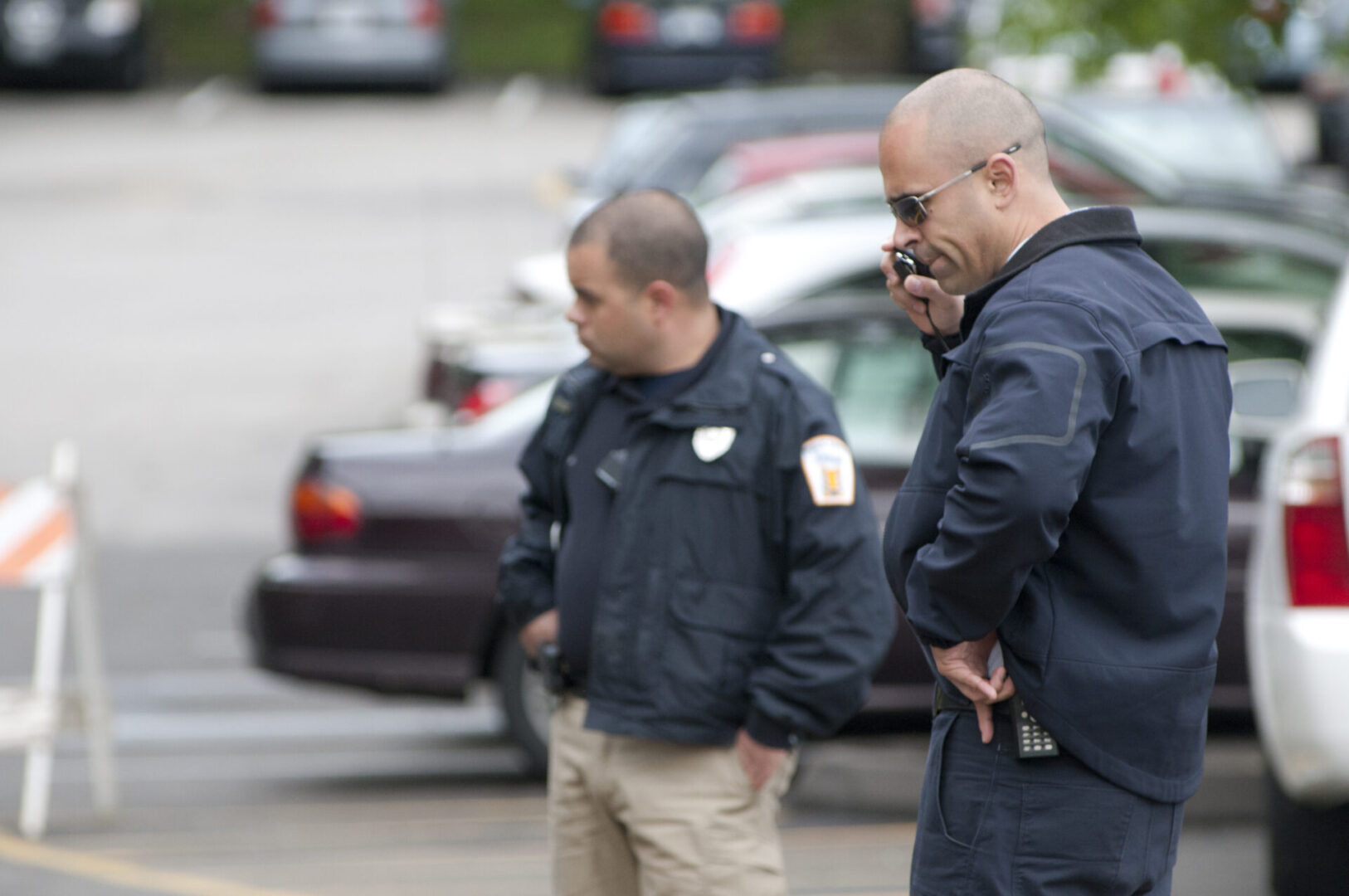 Law enforcement personnel on duty outdoors