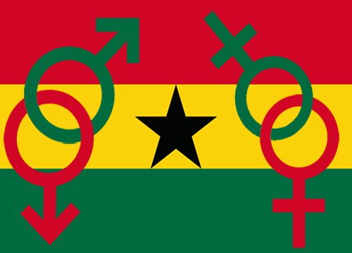 Gender symbols on Ghana flag background