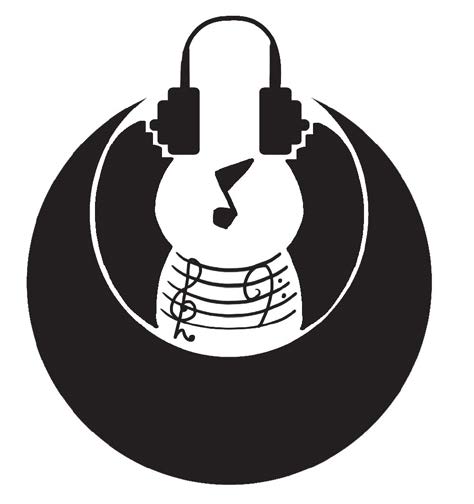 Musical note with headphones logo
