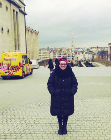 Photo Contributed by Maggie Hake Hake stands at one of the highest points in Brussels, which overlooks the city. 