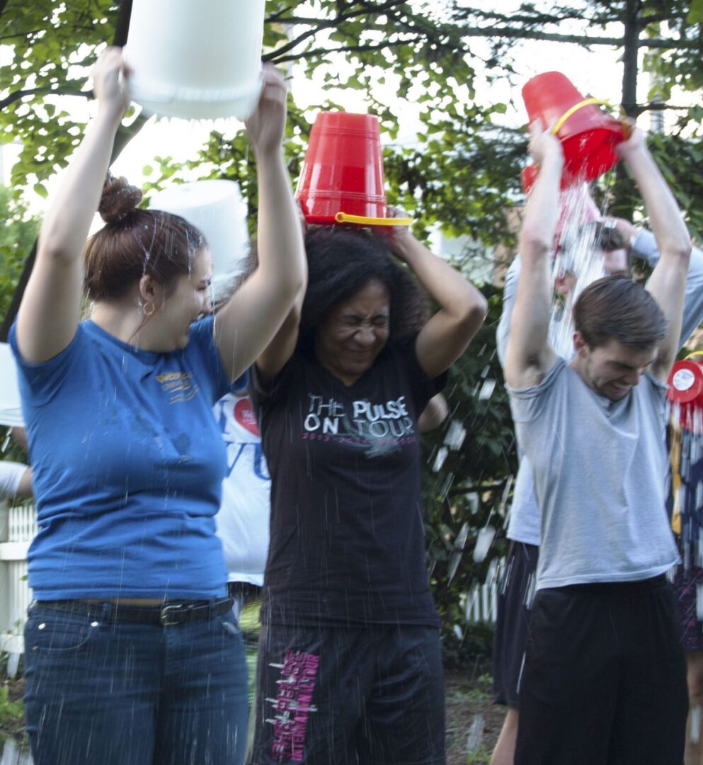 People doing the ice bucket challenge