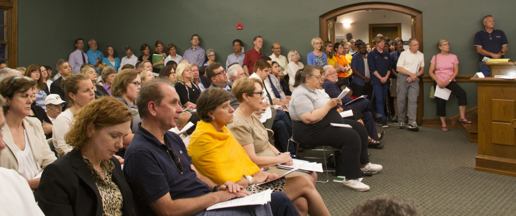 Natalie Martinez/ The Journal More than 80 people crammed into Webster Grove's City Council's Chambers on Sept. 2 to discuss the city's proposed educational zoning.
