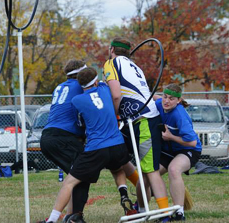 Photo contributed by Nick Apple Joey Dennis looks to score during the Webster Quidditch team’s trip to Southern Illinois University on Oct. 18. 