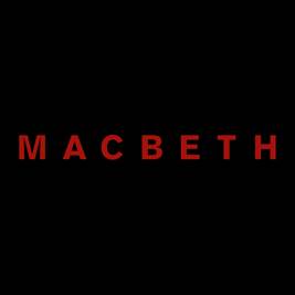 Bold red MACBETH centered on black