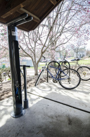 Webster installed a new bicycle service station on campus. Located on the University Center patio, the Dero Fixit Bike Service Station is a place for bikers to perform basic maintenance. JORDAN PALMER | The Journal 