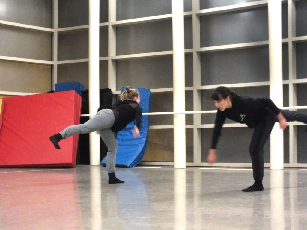 Harvengt and Kinner rehearse moves for The Living Space. MORIAH BOYCE / The Journal