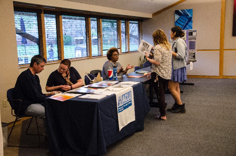 The American Civil Liberties Union and ReproAction share opportunities with students at the WGST Open House.