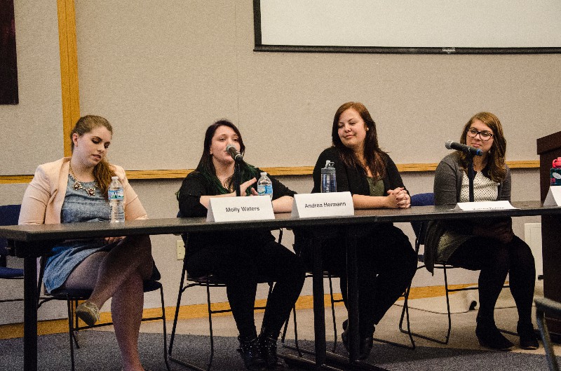 (From Left to Right) Seniors Molly Waters, Andrea Hermann, Kelsey Deters and Rosie Jones share their experiences as WGST majors. JORDAN PALMER / The Journal