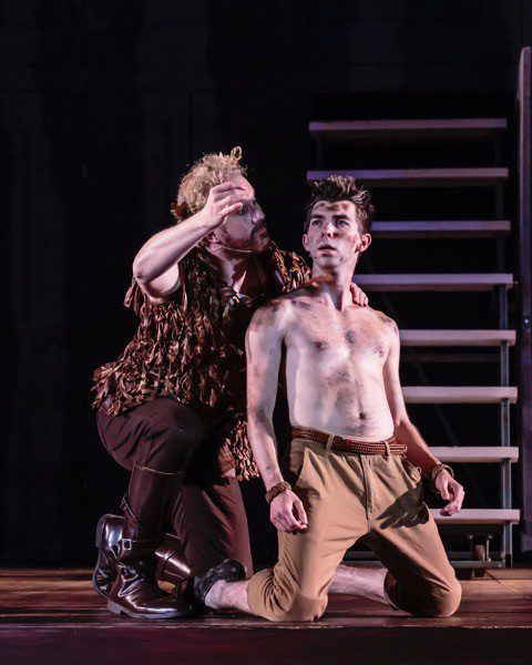 Theatrical scene with intense expressions