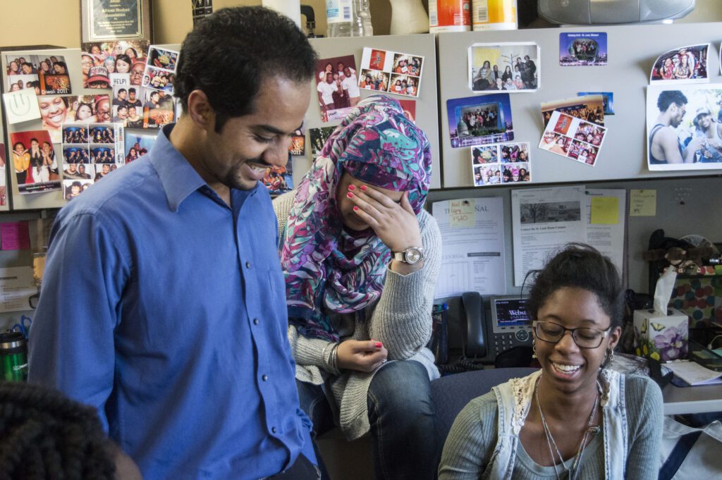 Colleagues enjoying a light moment together