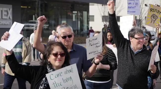 Demonstrators advocating for social causes