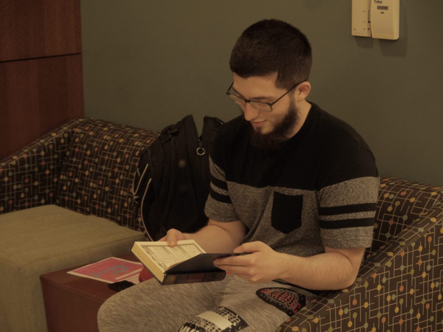 Person studying in a cozy room