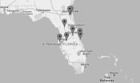 This map shows all Webster campuses in the Florida peninsula.  The 425-mile width of the hurricane meant all campuses could be impacted.  