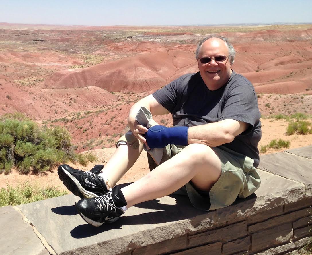 Smiling man enjoying desert view