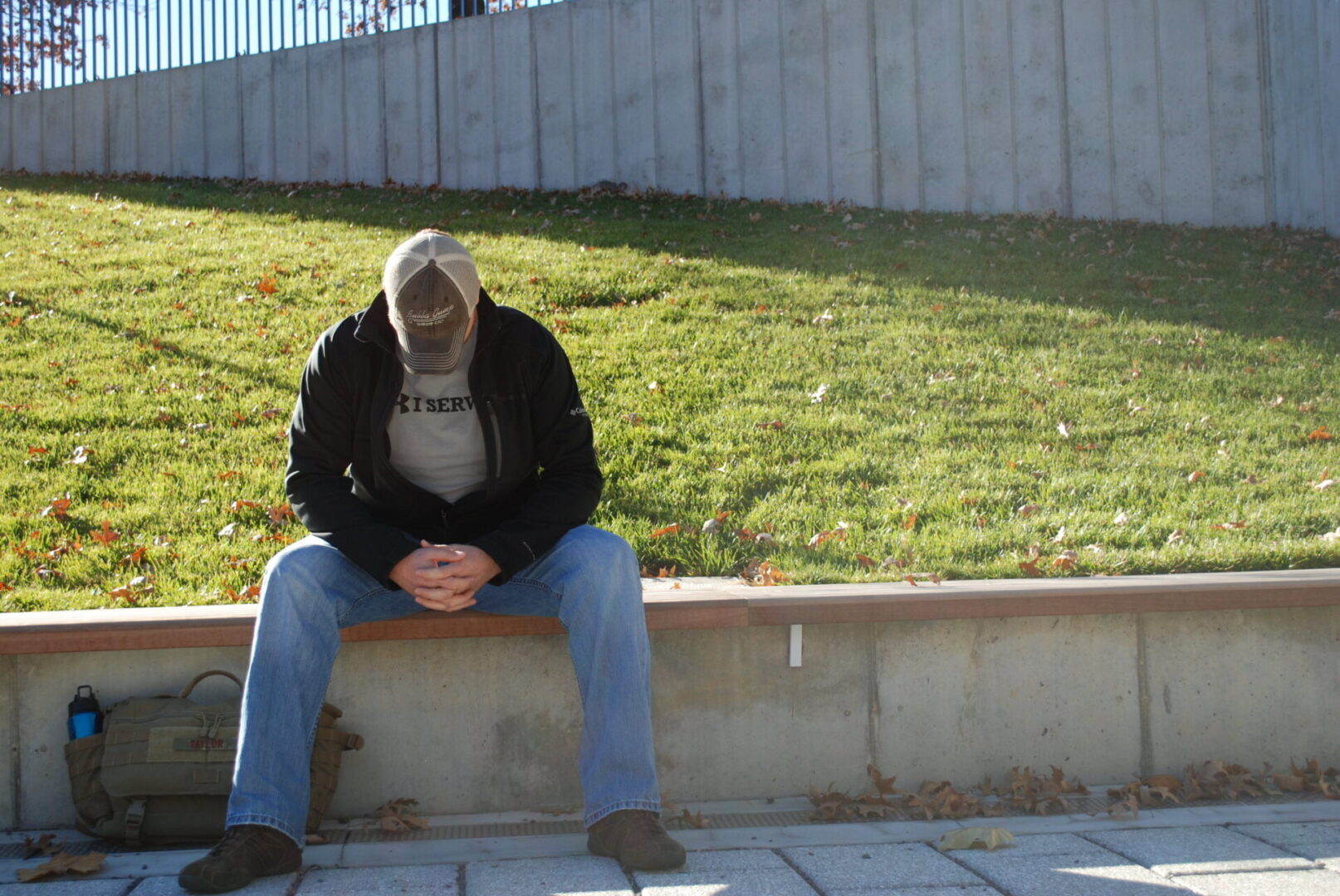 Man resting on park bench