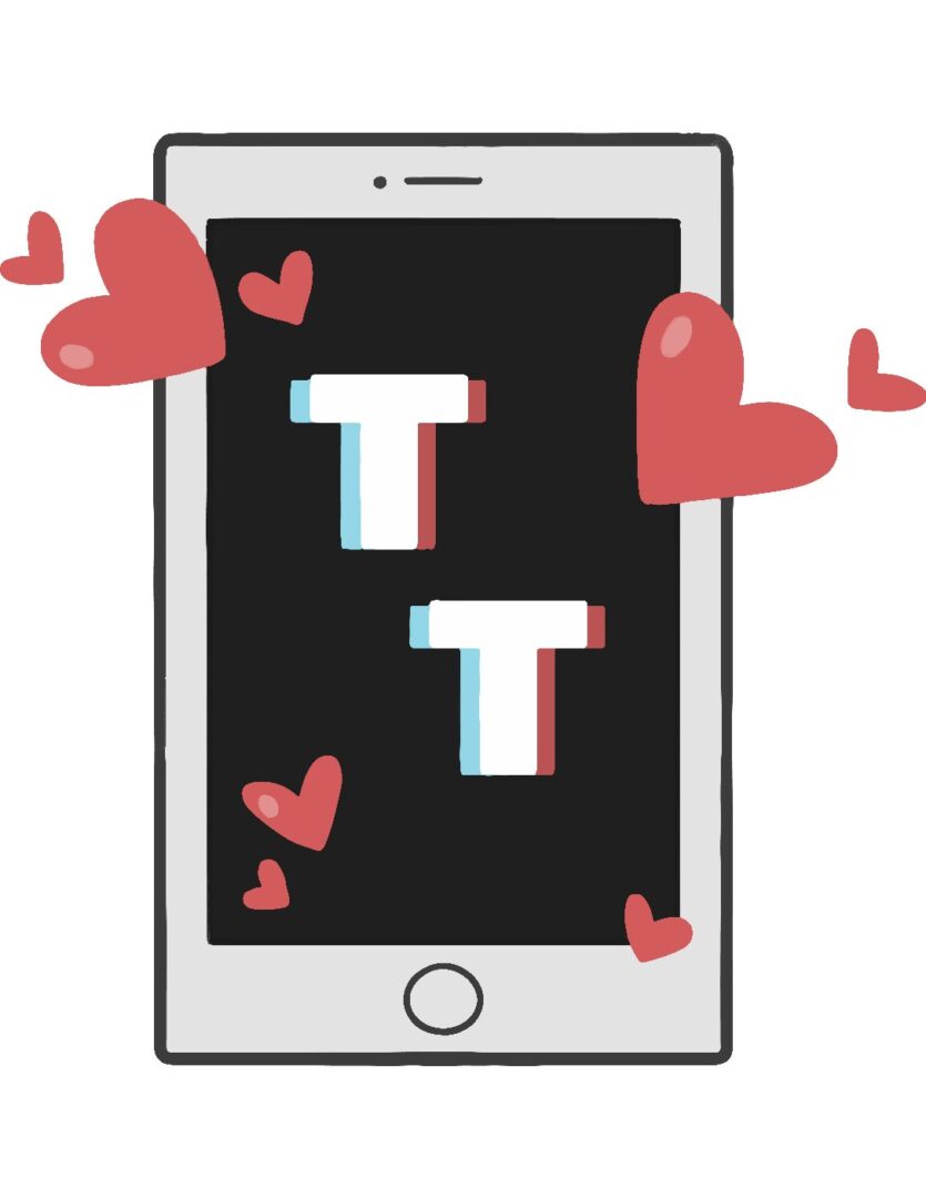 Smartphone with hearts and letters