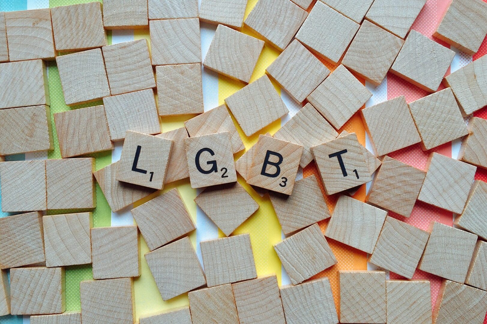 Scrabble tiles spelling LGBT