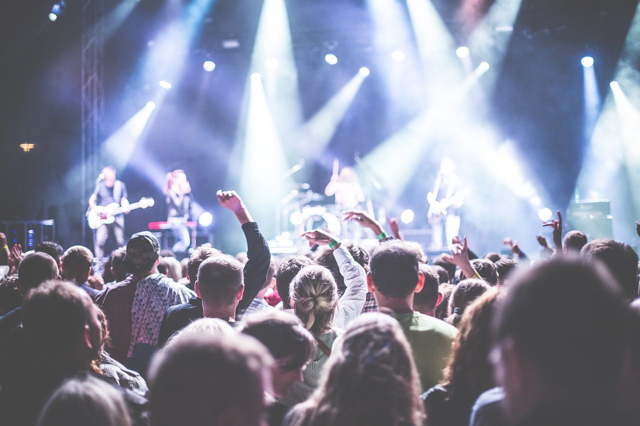 Audience at a vibrant music festival