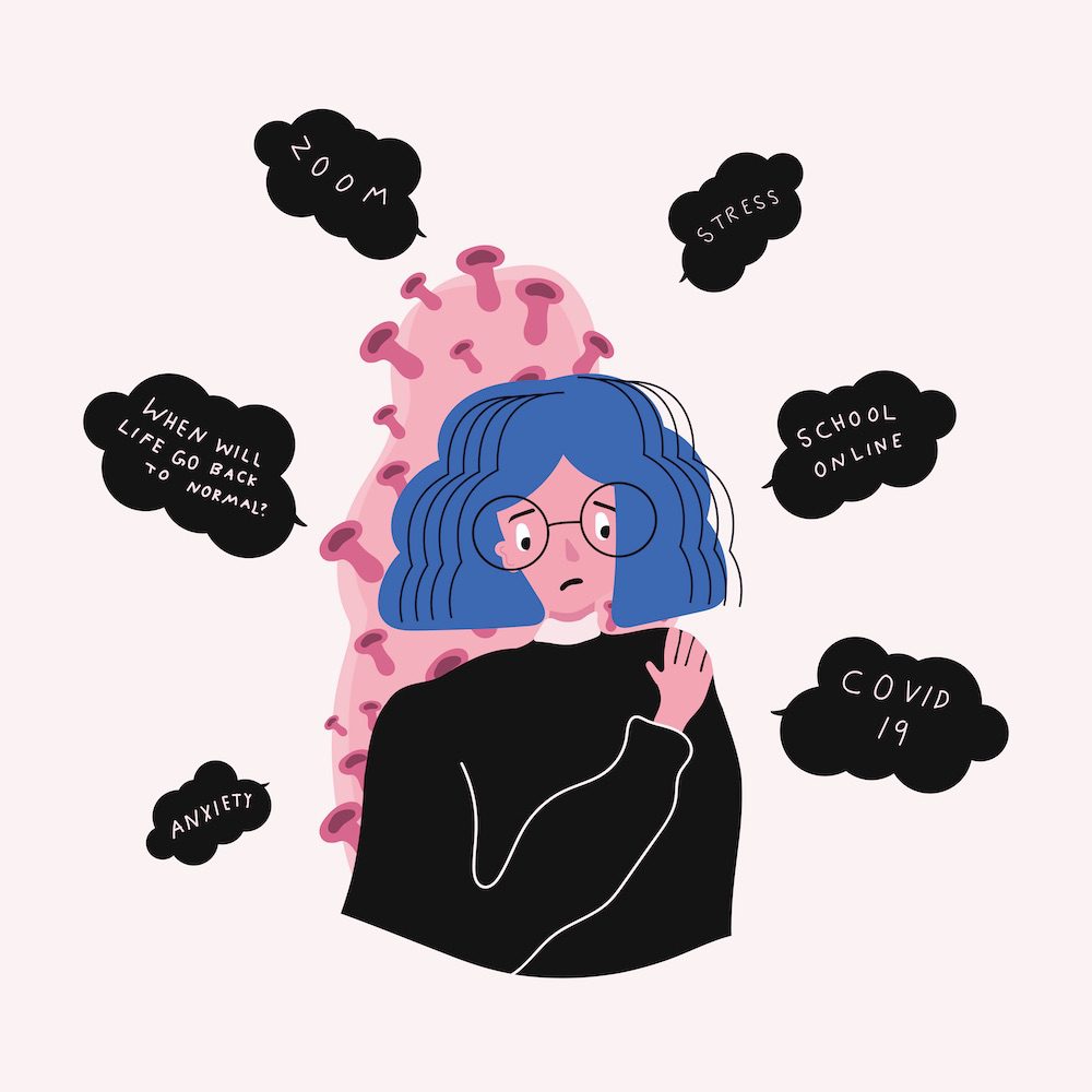 Anxiety and uncertainty during the pandemic depicted.