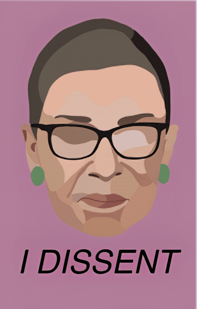 Portrait with "I Dissent" text, pink background