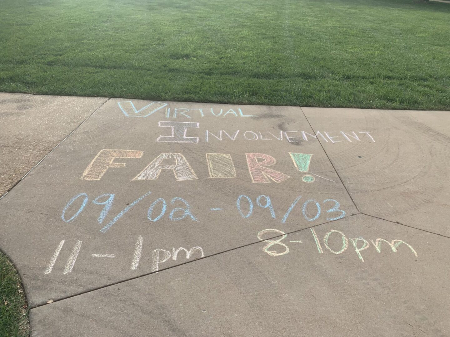 Chalk drawing advertising virtual fair
