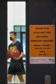 Individual workout stations available sign