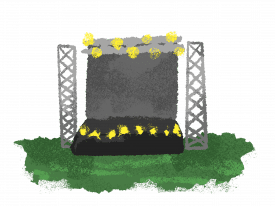 Empty stage on grass field
