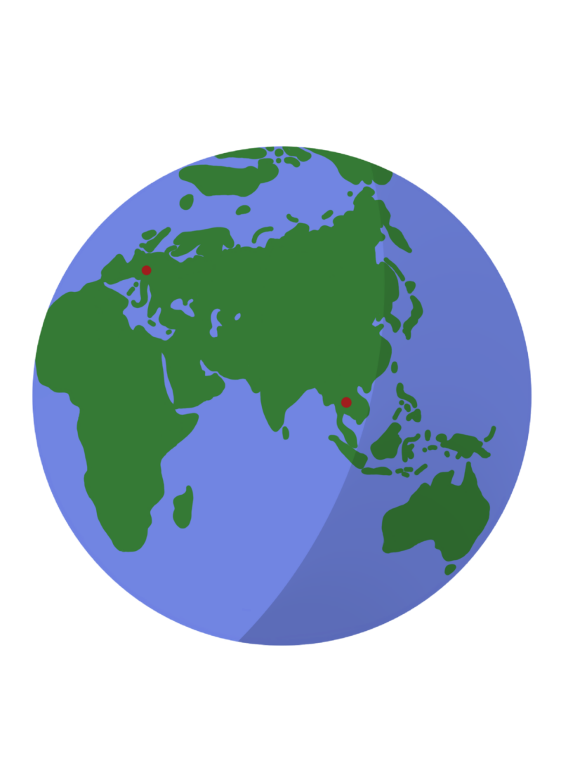 Globe showing Asia and Europe