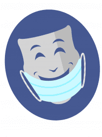 Smiling theater mask wearing mask
