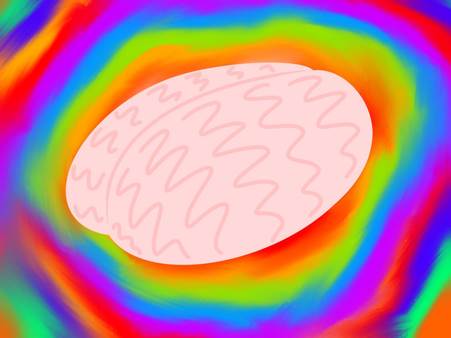 Psychedelic brain with vibrant colors