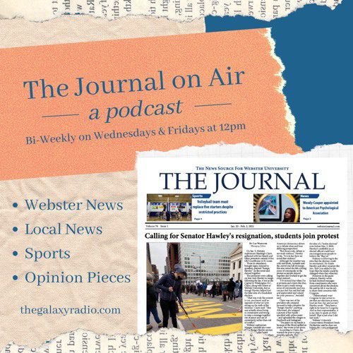 Bi-weekly podcast schedule and newspaper headline