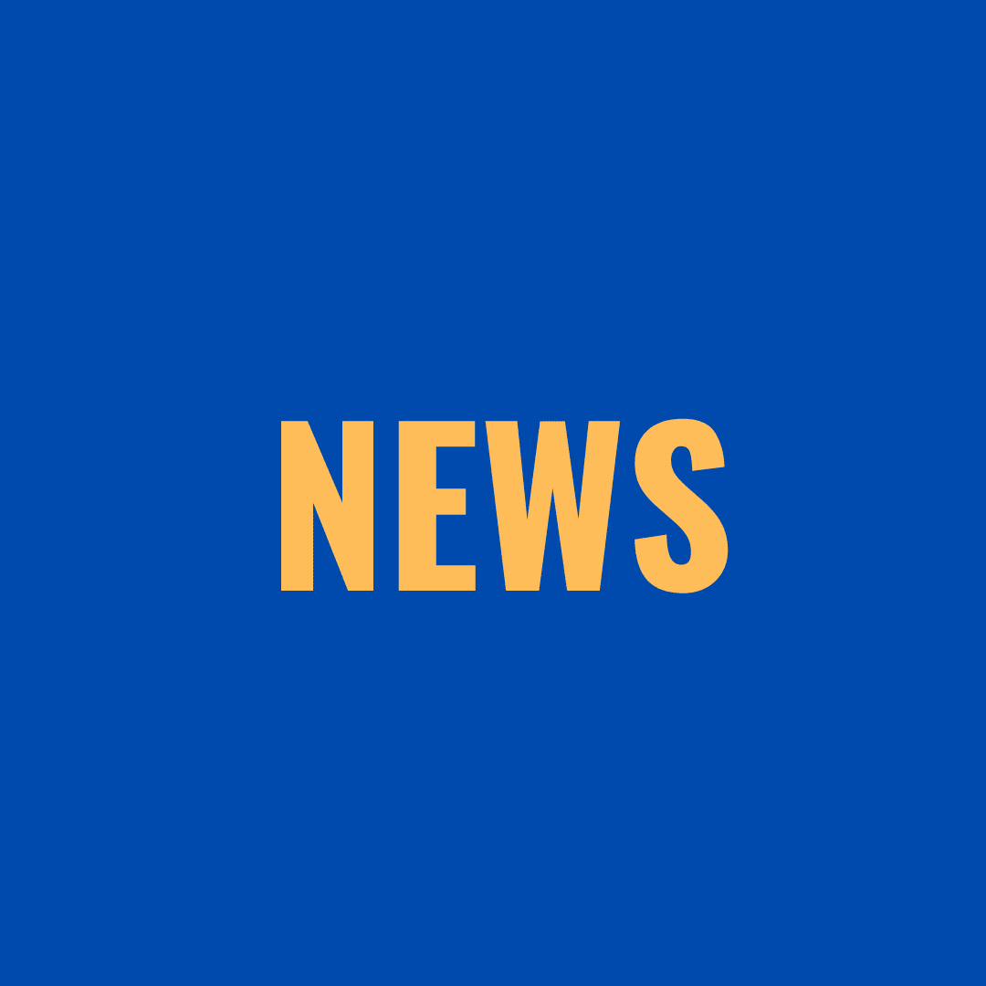 News text on blue background