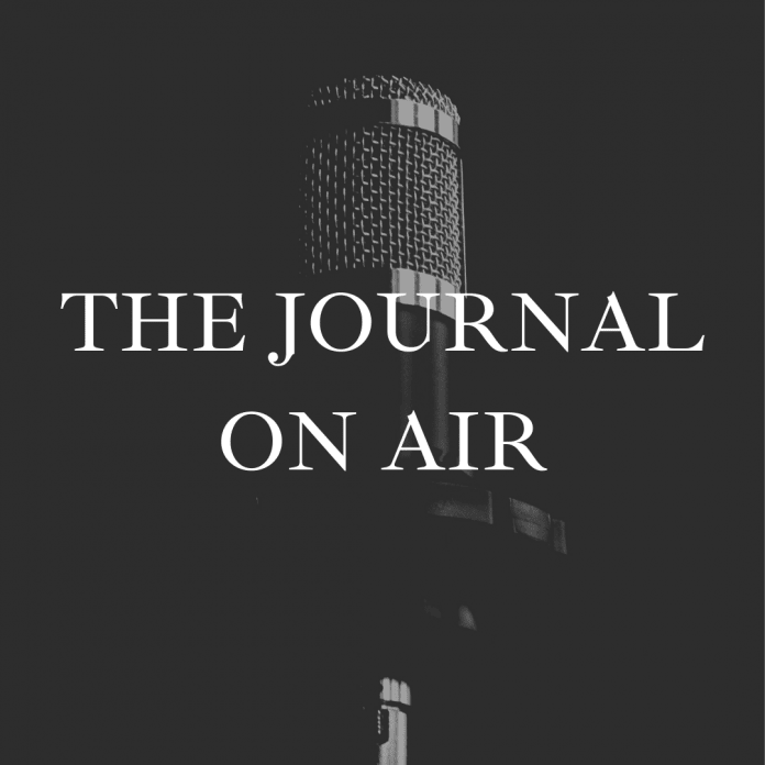 Podcast microphone with "The Journal On Air" text