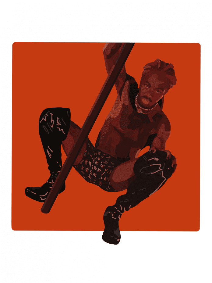 Graphic art of a dancer with pole