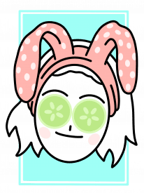 Spa-themed cartoon character illustration