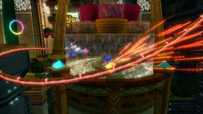 Character racing on glowing track