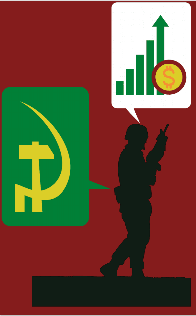 Soldier thinking about economy and currency