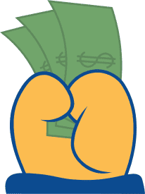 Fist holding green dollar bills
