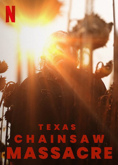 Eerie silhouette among sunflowers in poster