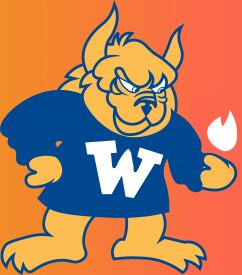 Cartoon mascot with a flame
