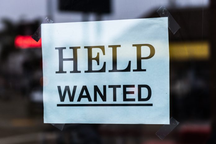 Hiring advertisement in a storefront