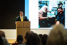 Audience watching a presentation