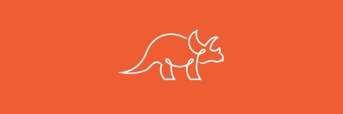 White triceratops sketch, orange backdrop